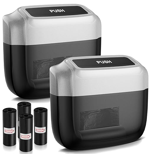 2 Packs Car Trash Can with Lid，Built-in Storage Garbage Bag，Leakproof Vehicle Trash，Car Accessories for Interior,Mini Garbage Bin for Automotive, Office, Kitchen,Bedroom，with 30pcs Trash Bags