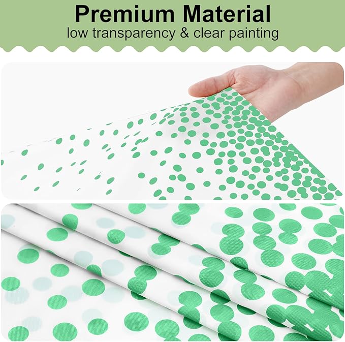 misaya 10 Packs Dot Disposable Table Cloth, 54 x 108 Inch Waterproof Plastic Tablecloth, Rectangle Green Dots in White Table Covers for Picnic, Birthday, Party