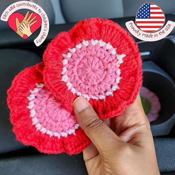 Cotton Crotchet Ruffled Flower Coaster Set (Strawberry Cream)
