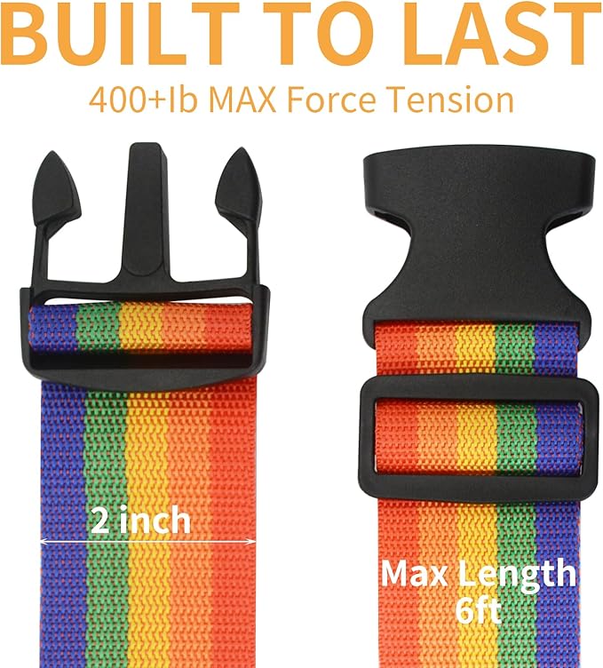 BILIONE Luggage Straps, 79" Long Belts Keep Suitcase Secure While Traveling, TSA Approved Add a Bag Premium Accessory for Travel Bag Closure (Black+Blue, 4Pcs)