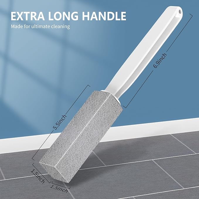 Laiyeoy Toilet Bowl Cleaner Pumice Stone -Hard Water Stain Remover, Powerfully Removes Toilet Bowl Rings，Rust &Lime，Ideal for Toilet Brush/BBQ Grills/Sink/Pool/Bathroom【2Pack】 (Extra Long Handle)