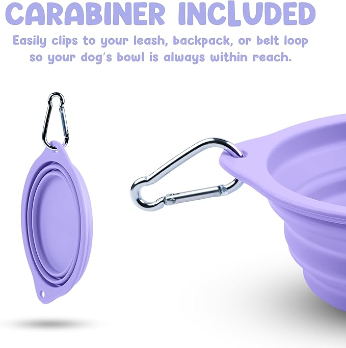 Collapsible Dog Bowl - 800ml/27 oz Portable Silicone Travel Water Bowl for Dogs with Carabiner | Foldable, Dishwasher Safe | Hiking, Camping Dog Essentials & Outdoor Pet Feeding - Green