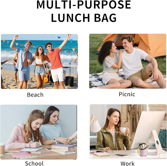 Lunch Bag Women Lunch Box for Women Adult Cute Insulated Lunch Bag Lager Cooler Lunch Tote Bags for Work Picnic (Brown-Flower)