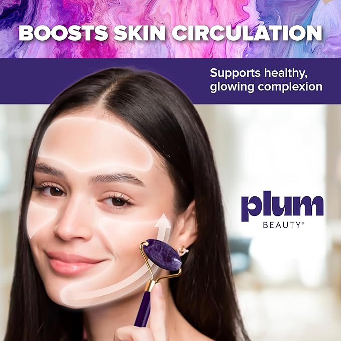 Amethyst Face Roller - Gua Sha Facial Tools, Jade Rollers for Face, Eye and Neck, Skin Care Kit for Men Women, Facial Massager for Wrinkles and Lifting, Self Care, Eye Rollers for Aging Skin