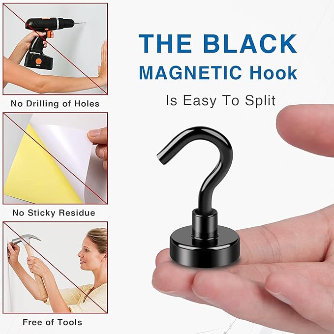 LOVIMAG Magnetic Hooks Heavy Duty, 30Lbs Magnet Hooks for Cruise Cabins, Magnetic Hooks for Cruise Ship Essentials, Refrigerator Magnets for Hanging, Fridge, Ceiling, Decor, Grill- 60 Pack