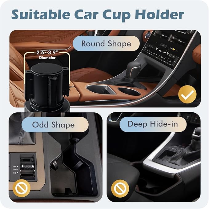 OtterVerz 11 Upgraded Car Cup Holder Tray, 3 in 1 Car Cup Holder Expander Adapter, 360° Rotating Detachable 10.5" Car Food Tray Table for Eating, Road Trip Essentials, Fits Yeti/Hydro Flask 16–46oz