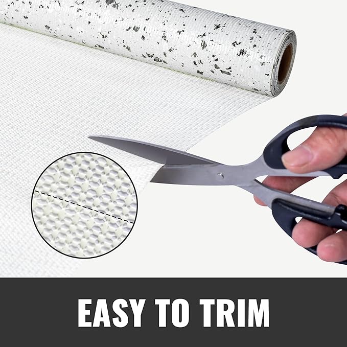 RAY STAR 18 Inch x 48 Inch Shelf Liner, Non Adhesive Marble White Cabinet Liner for Pantry Drawer Vanity, Strong Grip Non Slip Waterproof, Pretty Shelf Liners for Kitchen Cabinets