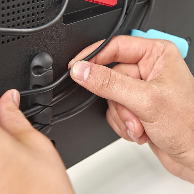 Wrap-It Storage Cable Clips - (Assorted 28-Pack) Black - Desk and Nightstand Cable Holder for Phone and Bedside Table Cord Organizer