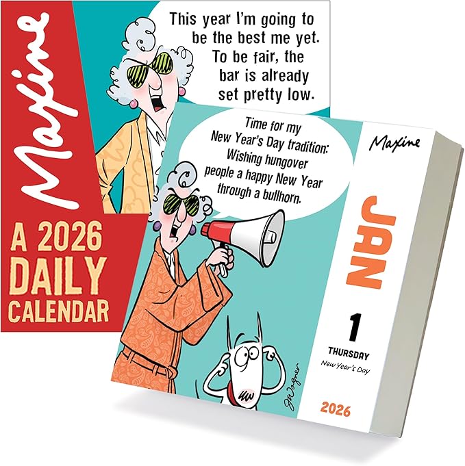 TF Publishing 2026 Maxine Daily Desktop Calendar - Small Daily Desk Calendar 2026 for Home or Office Organization, Full-Color Tear-Off Pages & Stand-Up Display with Funny Quotes - 5.25 x 5.25 In