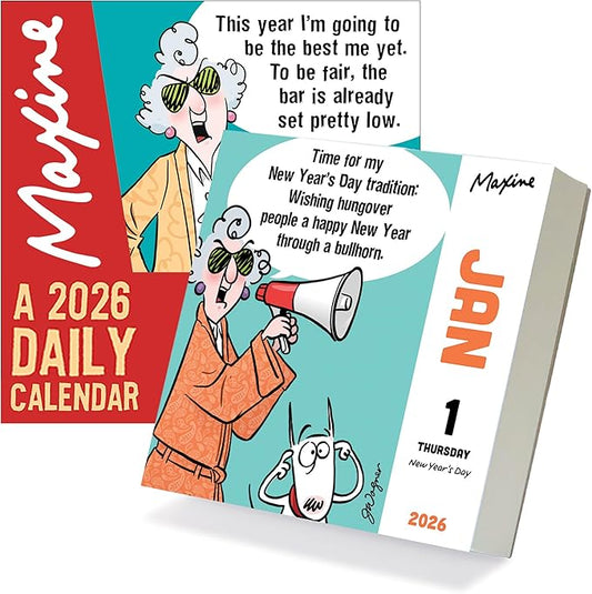 TF Publishing 2026 Maxine Daily Desktop Calendar - Small Daily Desk Calendar 2026 for Home or Office Organization, Full-Color Tear-Off Pages & Stand-Up Display with Funny Quotes - 5.25 x 5.25 In