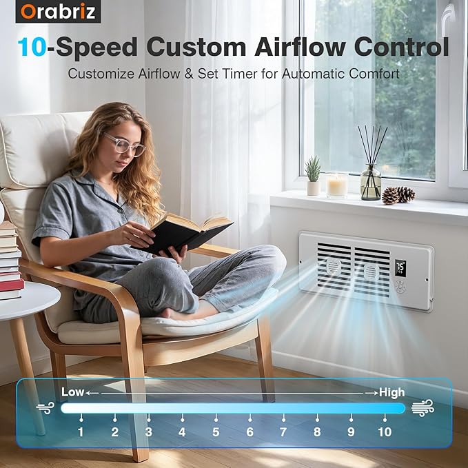 AC Vent Booster Fan 4" x 12" Register, Quiet 10-Speed Register Booster Fan with Thermostat Control, Remote & LCD Display, Aroma Pad Slot, Fixes Hot & Cold Spots in Rooms
