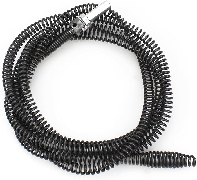 6.5Ft Drill Drain Snake, Carbon Steel, 10mm, Black, Drain Auger Cable, 1 Pack