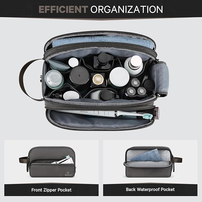 Toiletry Bag for Men, Travel Essentials Travel Toiletry Bag, Water-Resistant Compact Bathroom Roll Organizer for Hygiene, Shaving kit, Gifts for men (8 Mystery Gray(Polyster))