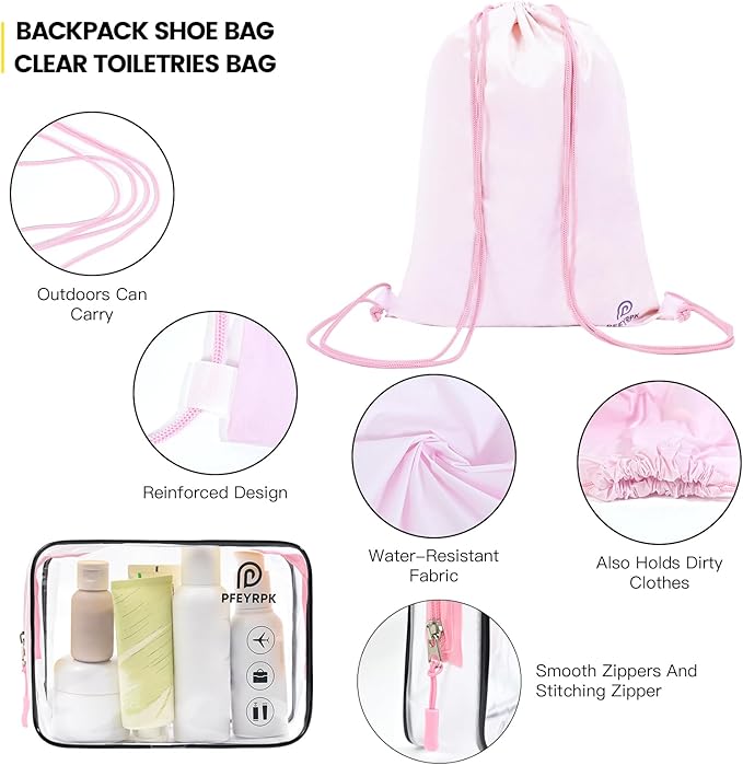 PFEYRPK Lightweight Compression Packing Cubes for Suitcases, Compressible Expandable Travel Packing Organizer with Clear Toiletries and Backpack Bag, Travel Essentials for Carry-on Luggage 7 Set