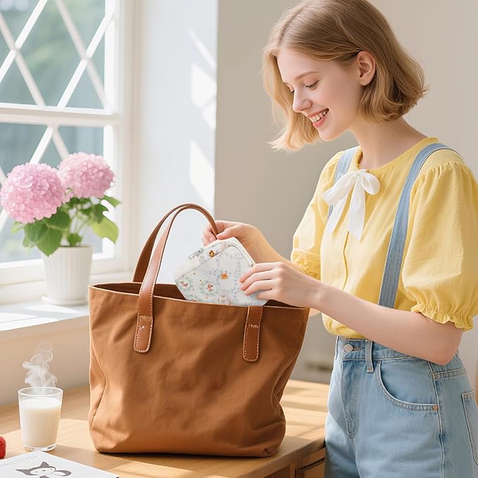 Small Quilted Cotton Makeup Bag for Purse Mini Cosmetic Period Bag for Women Cute Mixed Flower Makeup Sanitary Pouch Portable Travel Toiletry Bags with Zipper Christmas Birthday Gifts