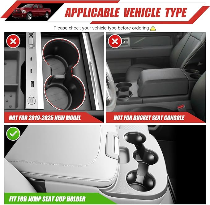 Jump Seat Cup Holder Coaster Fit for Dodge Ram 1500/2500/3500/4500/5500 2013-2018 &2019-2025 Classic Model Cup Holder Mat Pad Inserts Interior CupHolder Liner for Dodge Ram(for Ram Jump Seat)