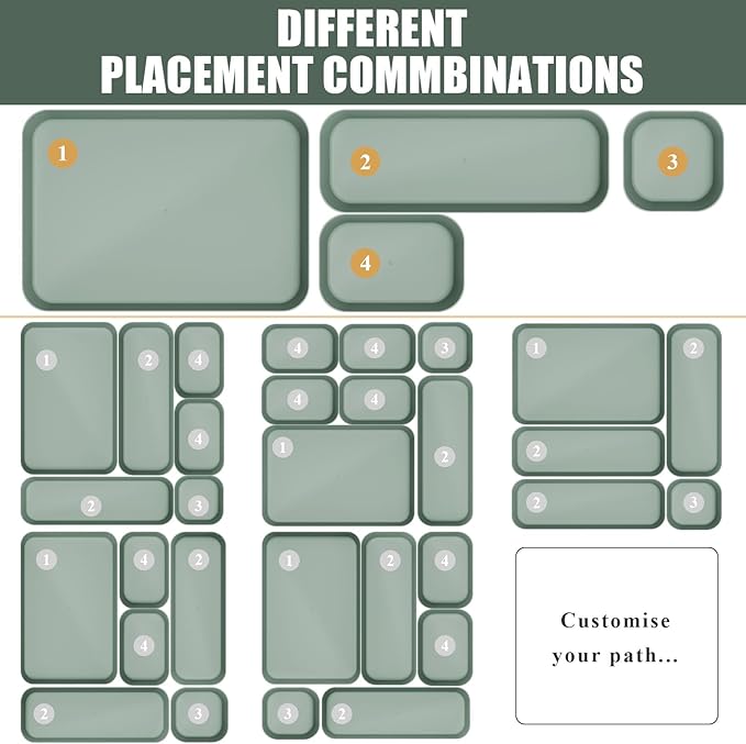 28 pcs Desk Drawer Organizer Tray, Multiple Sizes Plastic Drawer Organizer Storage, Stackable Organizer Containers For Makeup, Bedroom, Kitchen Gadgets Utensils and Office
