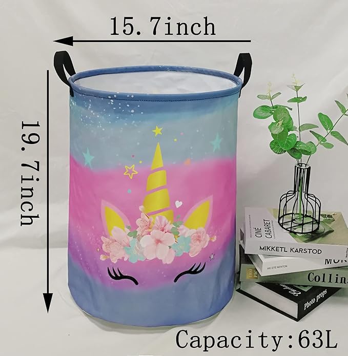 Kids Hamper Girls Unicorn Room Decor,Storage Bins Organizer Toy Box Laundry Basket Large Canvas Collapsible Chest for Home/Dorm/Kitchen/Pet/Office/Closet/Shelf/Gift Baskets