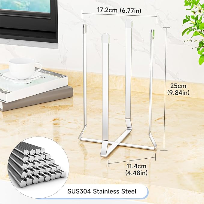 Water Bottle Drying Rack, Baby Bottle Dryer Rack, Stainless Steel Bottles Drying Rack, Collapsible Cup Rack Dryer, Kitchen Cup Storage for Travel Bottles, Reusable Bags (Silver)