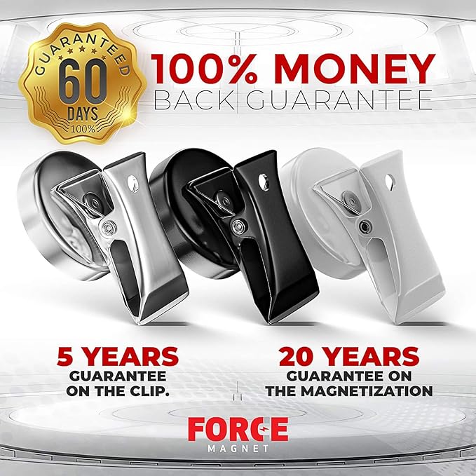Force Magnet - Magnetic Clips Pack of 10 - Premium Quality Super Strength Magnet Clips Heavy Duty with Anti-Scratch Pads - Make Notes, Remember Appointments, and Hang Keys on Metal Surfaces (Black)