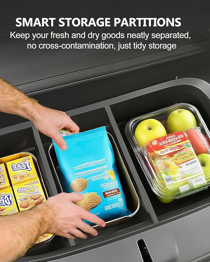 cybtkcar 2PCS Front Trunk Partition for Tesla Model Y Juniper 2025 2026 Frunk Partition Tpe Front Trunk Organizer Dividers Model Y Accessories for Supermarket Daily Travel Goods Storage Separation