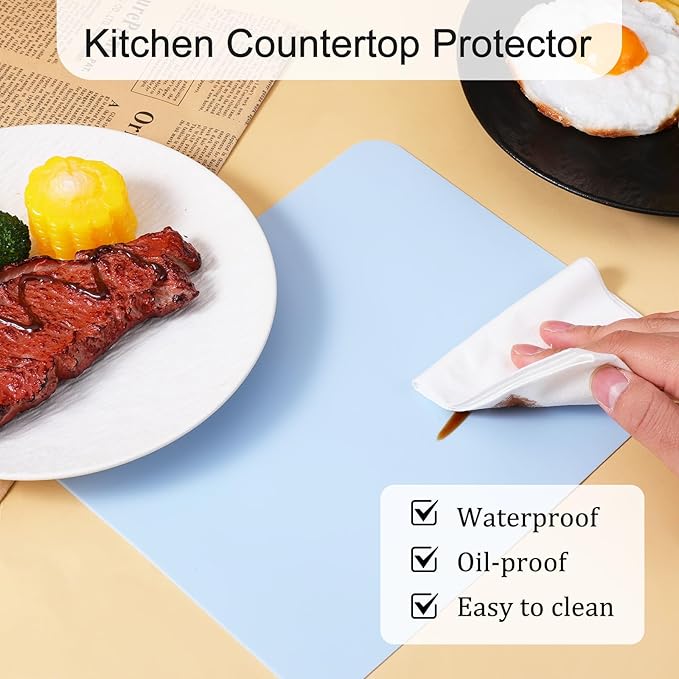 2pcs Small Silicone Mats for Crafts, Multi-Purpose Counter Pad Placemat Table Mat for Epoxy Resin Molds, DIY Art Crafts, Kitchen,Dining (9.45x7.87 inches)(Blue + Yellow)