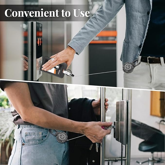 1 Pack Heavy Duty Retractable Keychain ID Badge Reels Retractable Carabiner Badge Holder with 31.5” Steel Cord, 9.0 oz