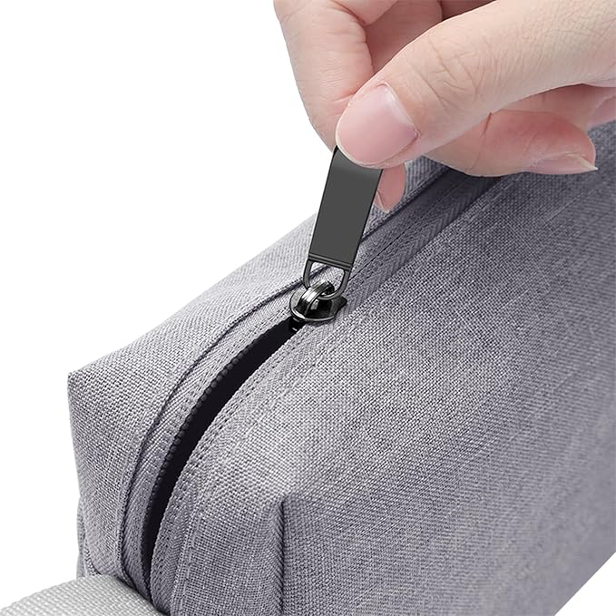 Waterproof Cosmetic Bag for Women | Soft Travel Makeup & Toiletry Organizer, Large Portable Storage for Makeup Products, Tissues, Electronics, USB Cables| Nylon, Durable & Stylish (Large-Grey)