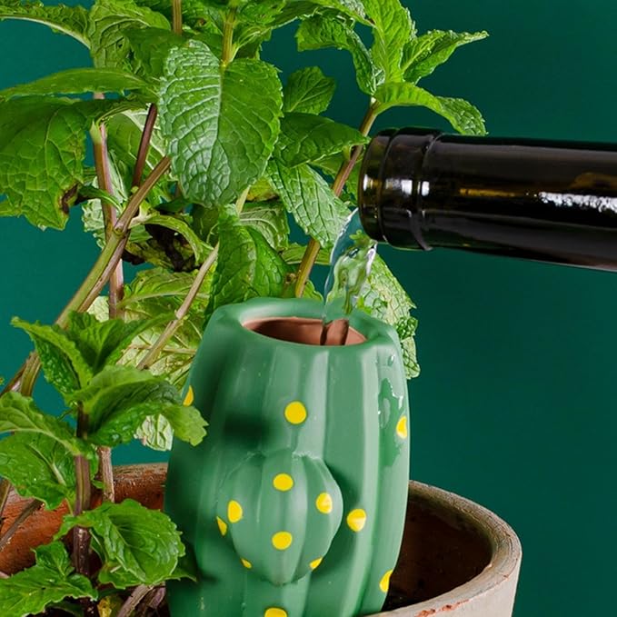 4 Pack Terracotta Watering Spikes, Self Watering Planter Insert, Small Watering Globes for Vacation Care, Garden/Office/Outdoor/Indoor Plants