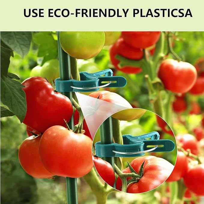 40Pcs Plant Clip Garden Clip Plant 2 Size Reusable Tomato Clip,Multi-Purpose Plant Rattan Clip Rose,Sturdy Cucumber Orchid Clip Plant Support Adjustable Clip Green (20 Large + 20 Small)