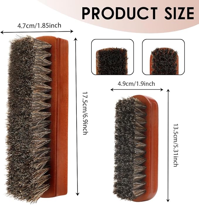 Shoe Brush, 2 Pcs Horsehair Shoe Brush Shoe Cleaning Brush Boot Brush for Leather, Shoe Brushes Shoe Shine Brush Brush Shoe Polish Brush for Cleaning and Care Leather Shoes Clean Dauber Applicators