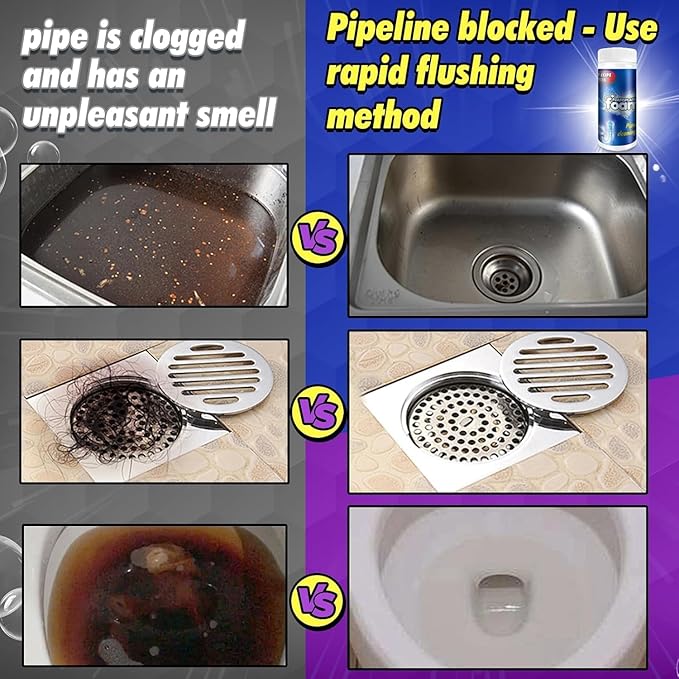 Drain Cleaner, Drain Clog Remover, Pipeline Dredging Agent, Powerful Pipe Dredging Agent, Powerful Sink & Toilet & Kitchen & Bathroom Cleaning 4 in 1, 1PCS(Unscented)