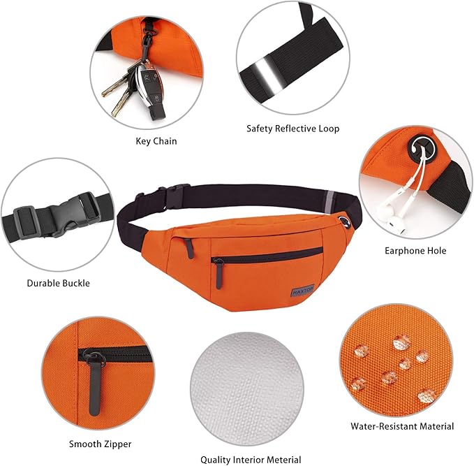 MAXTOP Large Crossbody Fanny Pack with 4-Zipper Pockets, Gifts for Enjoy Sports Festival Workout Traveling Running Casual Hands-Free Wallets Waist Pack Phone Bag Carrying All Phones