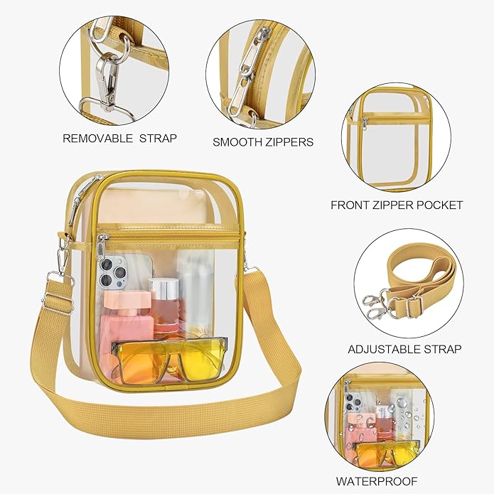 USPECLARE Clear Purse Stadium Transparent Messenger Bag Stadium Approved for Men and Women Clear CrossBody Bag