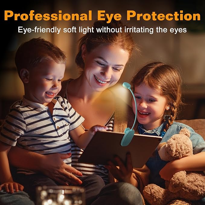 2 Packs Rechargeable Book Reading Light - Adjustable Brightness, 3 Color Temperatures, 30+ Hours Runtime - Eye Care 10 LED Lamp for Reading for Bed,Back to School Gift for Students,Blue & Black