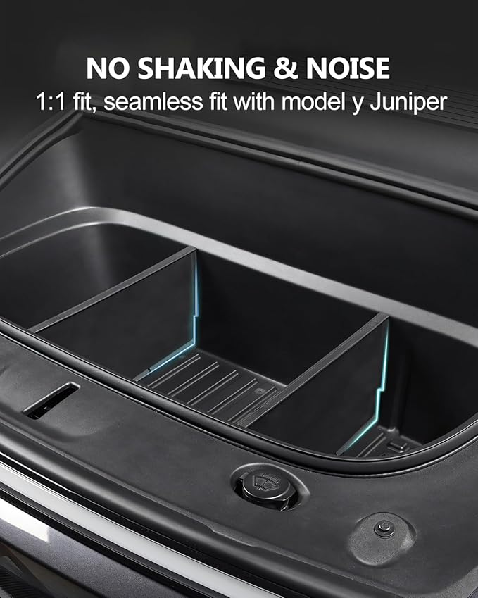 cybtkcar 2PCS Front Trunk Partition for Tesla Model Y Juniper 2025 2026 Frunk Partition Tpe Front Trunk Organizer Dividers Model Y Accessories for Supermarket Daily Travel Goods Storage Separation