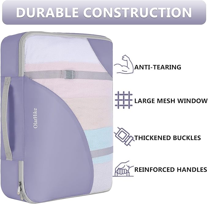 8 Set Packing Cubes for Travel, Gifts for Women & Moms, Anti-Tearing Suitcase Organizer, OlarHike Vacation Essentials & Accessories for Cruise Ships