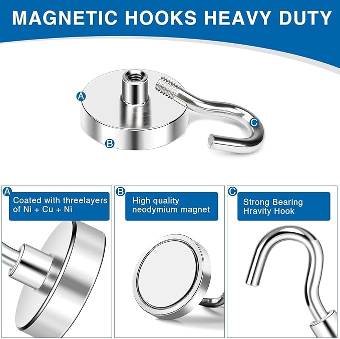 LOVIMAG Magnetic Hooks, 30lbs Strong Magnetic Hooks Heavy Duty for Cruise Cabins, Magnet Hooks Cruise Ship Essentials, Refrigerator Magnets for Hanging, Door Decor, Locker Accessories -60Packs