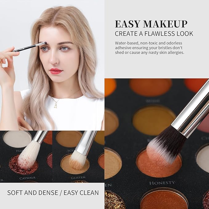 DUcare Makeup Brushes 15Pcs Premium Synthetic Kabuki Makeup Brush Set, Professional Foundation Concealers Powder Blush Blending Face Eye Shadows Black Brush Sets