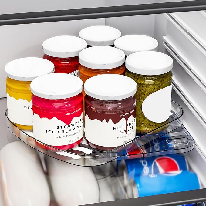Yieach Clear Refrigerator Lazy Susan Turntable,11.9''x10.2'',Square Fridge Turntable Organizer,Large Rotating Fridge Tray for Kitchen,Countertop,Pantry,Cabinet,Jars and Condiment Organizer,Pack of 2