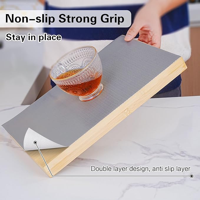 Drawer and Shelf Liner for Kitchen Cabinet, Non-Adhesive Cabinet Liner 18in x 10FT, Waterproof Shelf Paper Non-Slip Mats Cupboard Liners Contact Protect Dresser/Shelves/Table-Grey