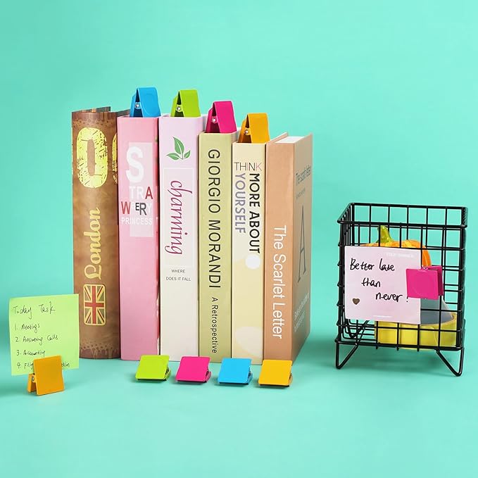 VNDUEEY 24 Pcs Strong Magnetic Clips, Fridge Magnets Metal Clips, Whiteboard Magnets Refrigerator Magnets, Assorted Colors Heavy Duty Clip Magnets for Photo Display, Home, Office, Classroom