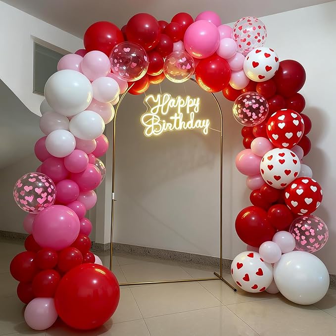 Pink Red Balloons, Red Pink Heart Printed Balloons, Heart Confetti Balloon For Valentine's Day Birthday Baby Shower Party Wedding Bachelorette Anniversary Celebration Bridal Shower Decorations