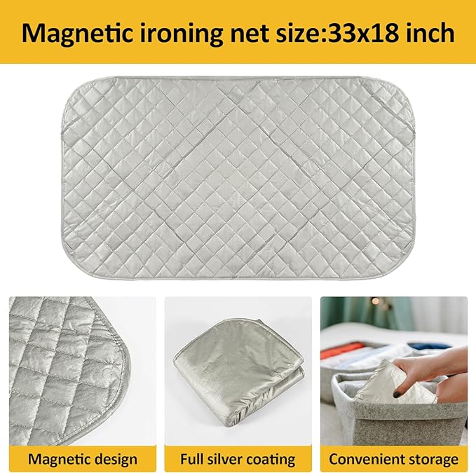 Sukh 1Pcs Magnetic Ironing Mat Blanket - Foldable Ironing Mat Portable Board for Clothes Heat Resistant Portable Double-Sided Use Travel Office Student Dormitory