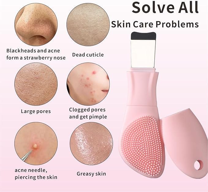 Silicone Face Scrubber Mask Applicator for Nourishing, Pore Deep Cleaning, Blackhead Remover & Exfoliator -No-Slip Long Handle, Gentle Face Massage,Daily Skin Care Tool for Women & Men (Pink)