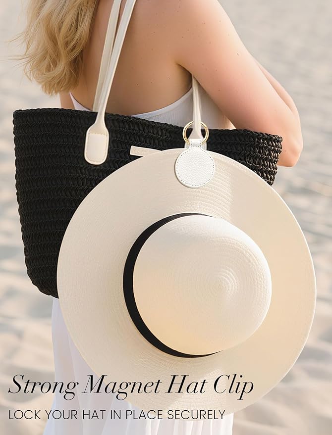 Niveaya Magnetic Hat Clip for Travel on Bag - Magnet Storage Hook, Vacation Traveling Essentials Accessory White