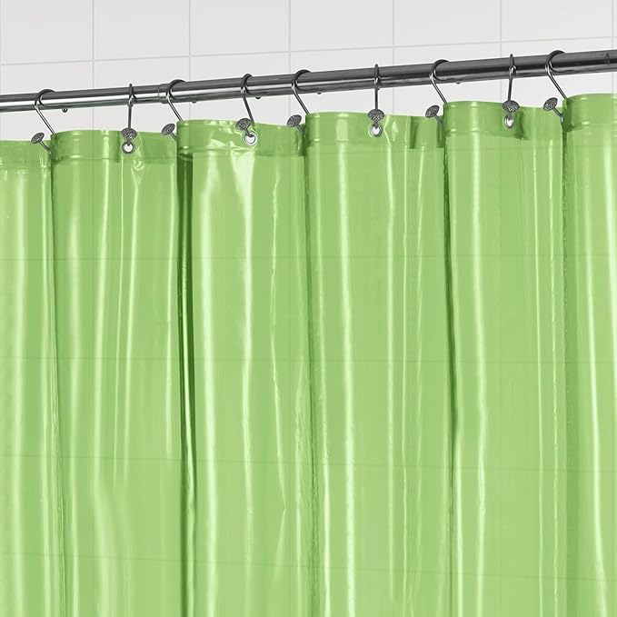 Barossa Design Clear Green Stall Shower Curtain Liner 36" W x 72" H - Waterproof PEVA Plastic Lightweight Shower Liner for Small Bathroom, 3 Magnets & Metal Grommets - Clear Green