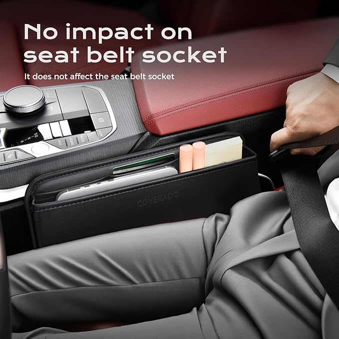 Coverado Universal Car Seat Gap Filler Organizer, Premium Suede Leather Car Seat Side Gap Filler, Seat Gap Storage Box for Suv Truck, Car Interior Accessories