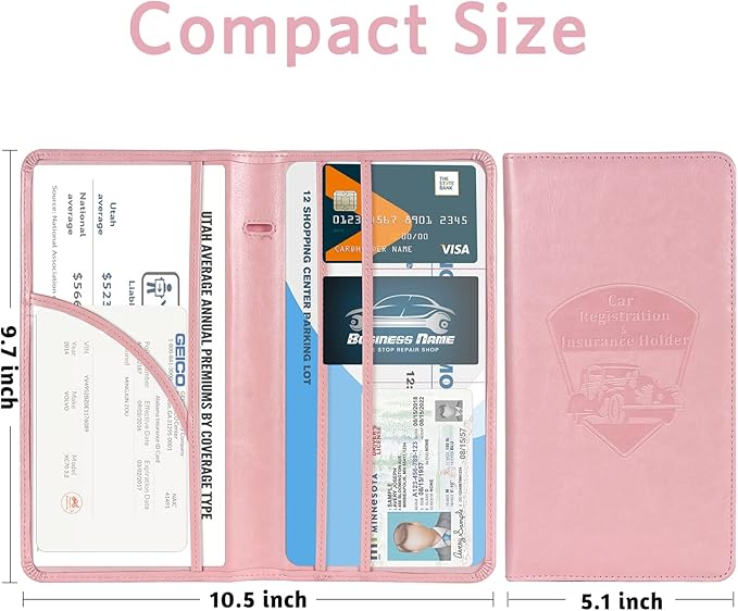 CoBak Car Registration and Insurance Holder - Vehicle Glove Box Car Organizer, Auto Truck Comparment Accessories Case with Magnetic Closure for Essential Document, Driver License, Cards