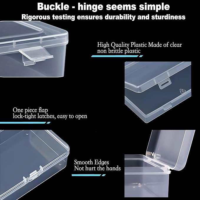 Small Bead Organizers Mini Clear Bead Storage-Clear Plastic Boxes For beads organization, DIY project,nail art tools, diamond, building blocks,small items (30 Pcs 2 Size Small Square)